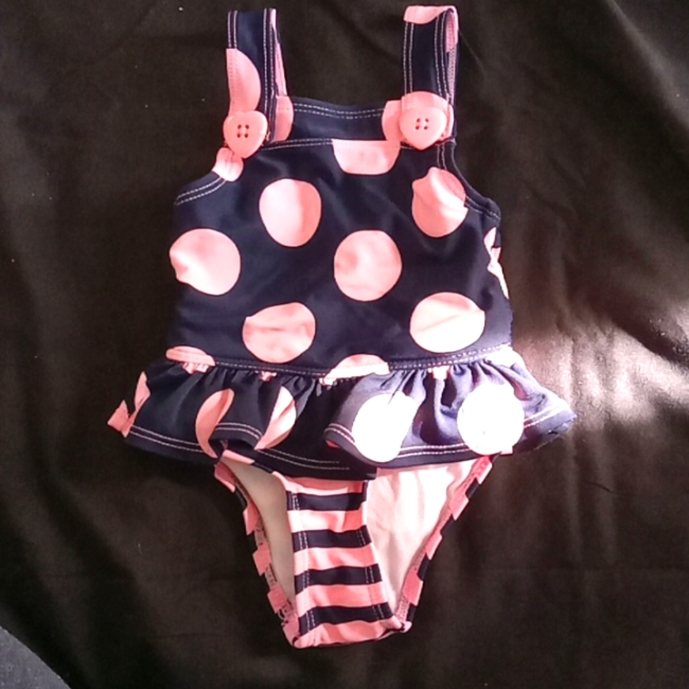 Navy blue and soft pink baby swim suit